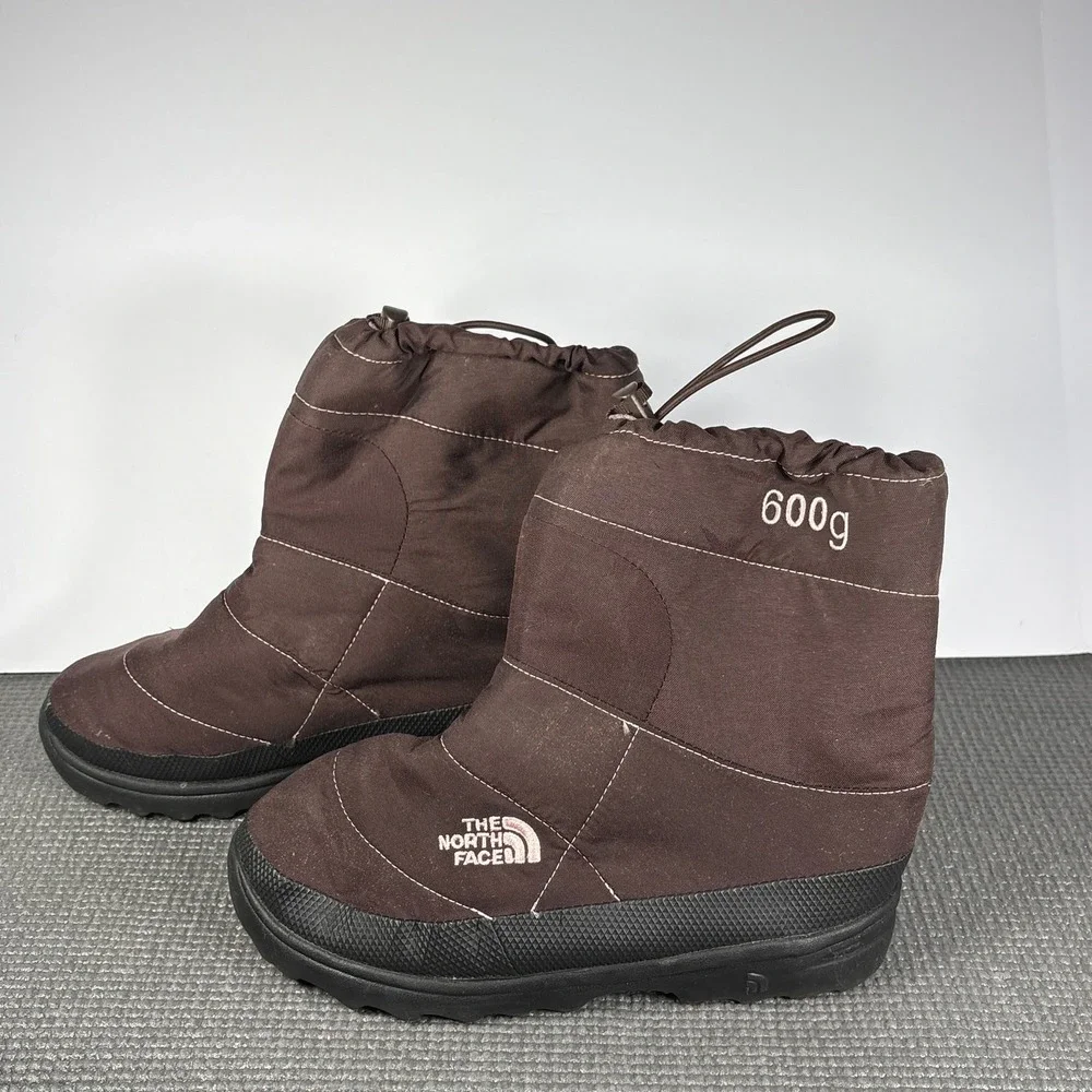 The North Face Nuptse Après Booties Girls Size 5 Brown 600g Insulation Outdoor